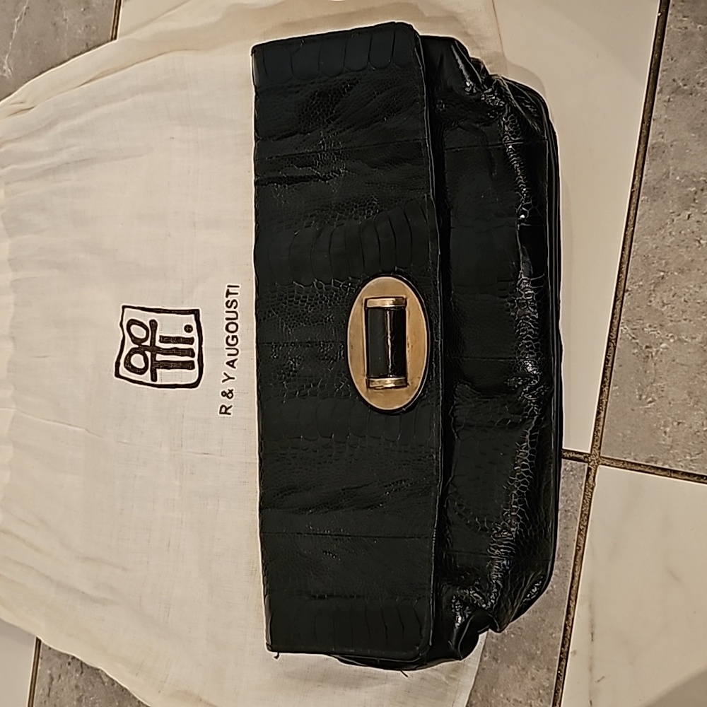 R&Y Augousti exotic embossed clutch